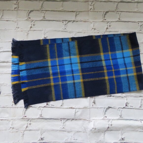 Blue & Gold Plaid Winter Shawl - Picture 2 of 4